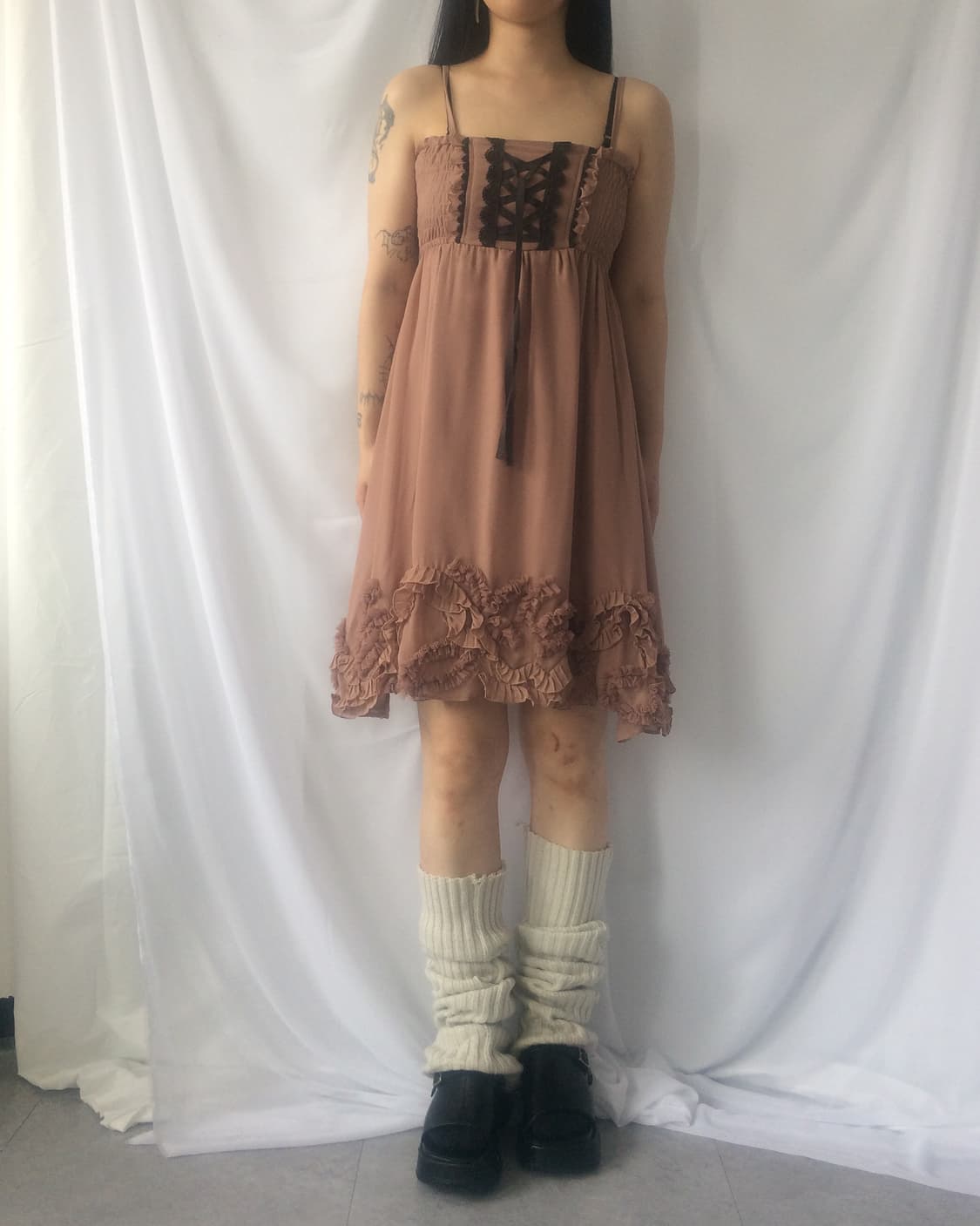 Lace up point frill sleeveless onepiece 상품이미지7