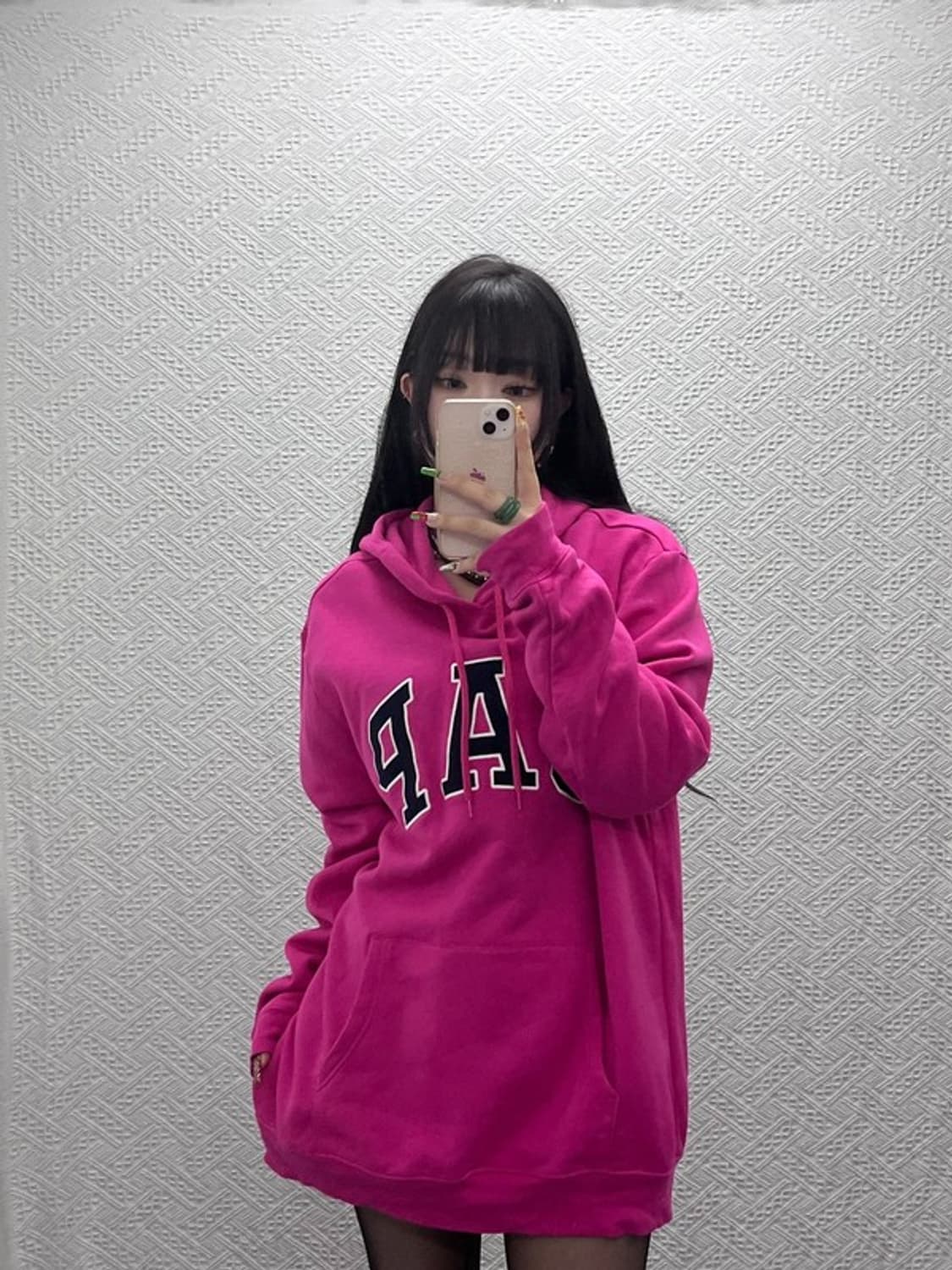 갭 레트로 Y2K 00's 대장급 핫핑크 빅로고 후드티 XL C09584 상품이미지2