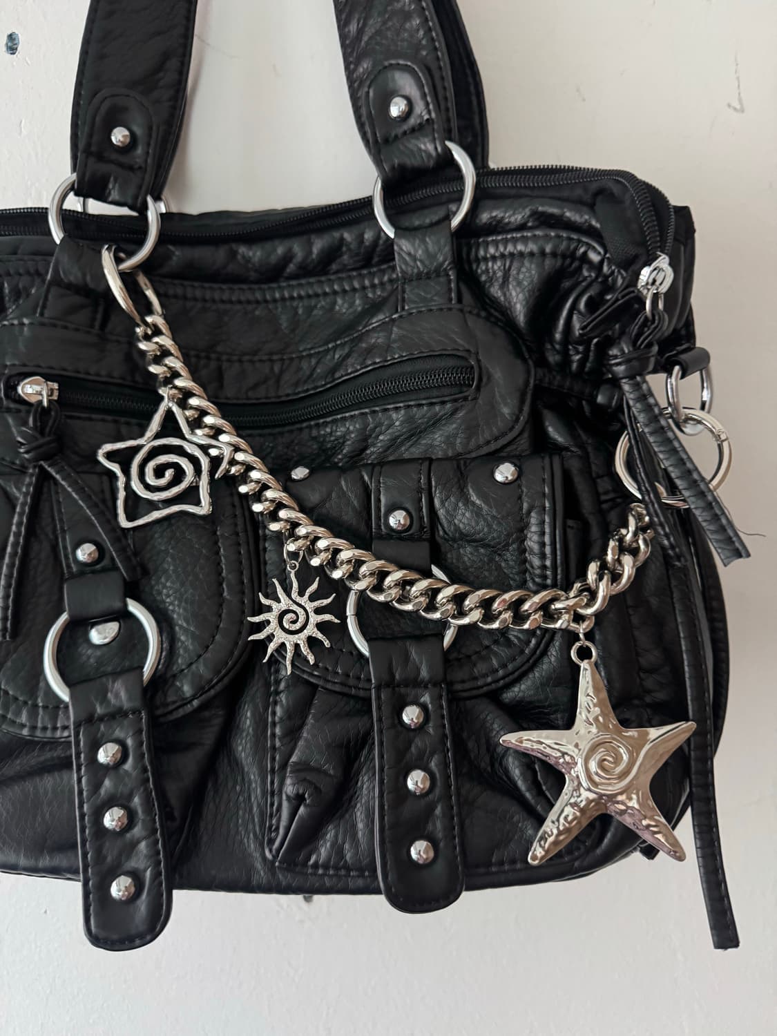 투포켓 스터드 빈티지무드 레더 숄더 크로스백 상품이미지4