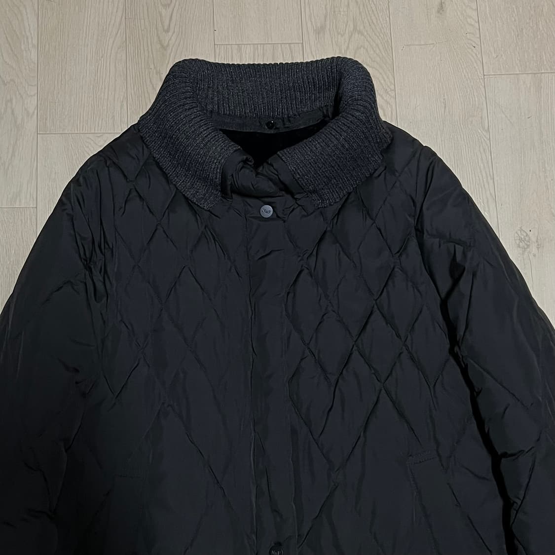 NnF 스웨터 넥트리밍 퀼팅 롱패딩 점퍼 [블랙] 100-165(88) 상품이미지2