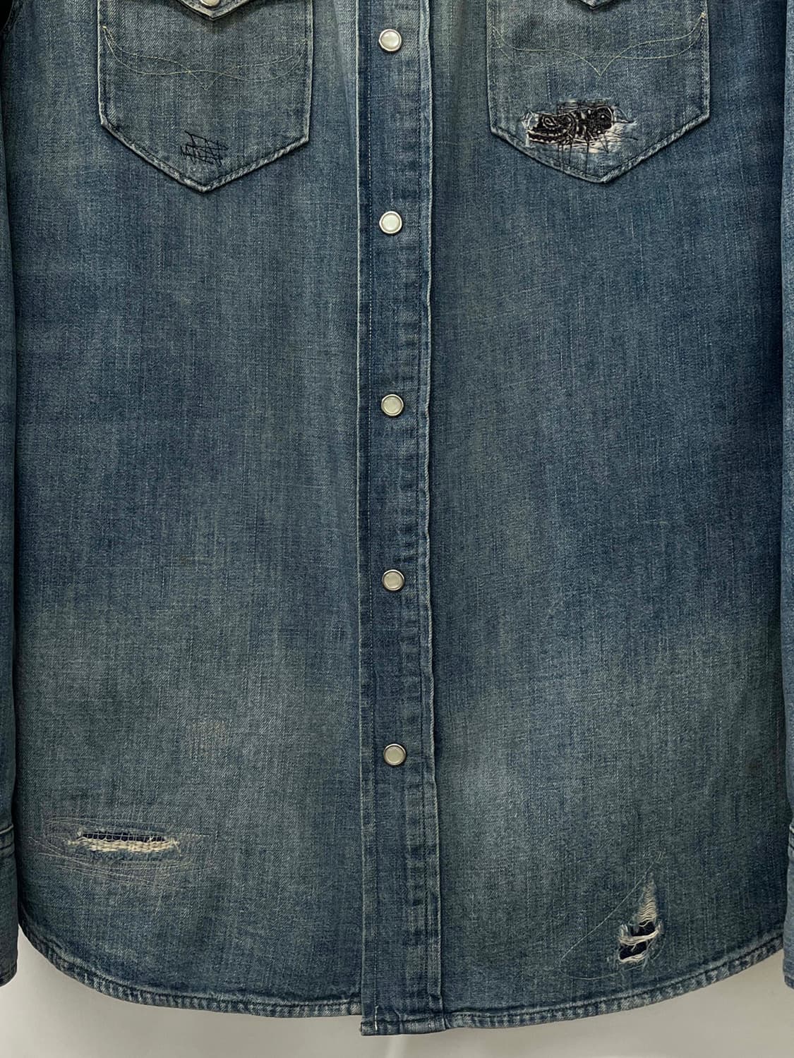 폴로 랄프로렌 콘초 플로워 엠브로이더 리페어 사우스 웨스턴 데님 셔츠 상품이미지8