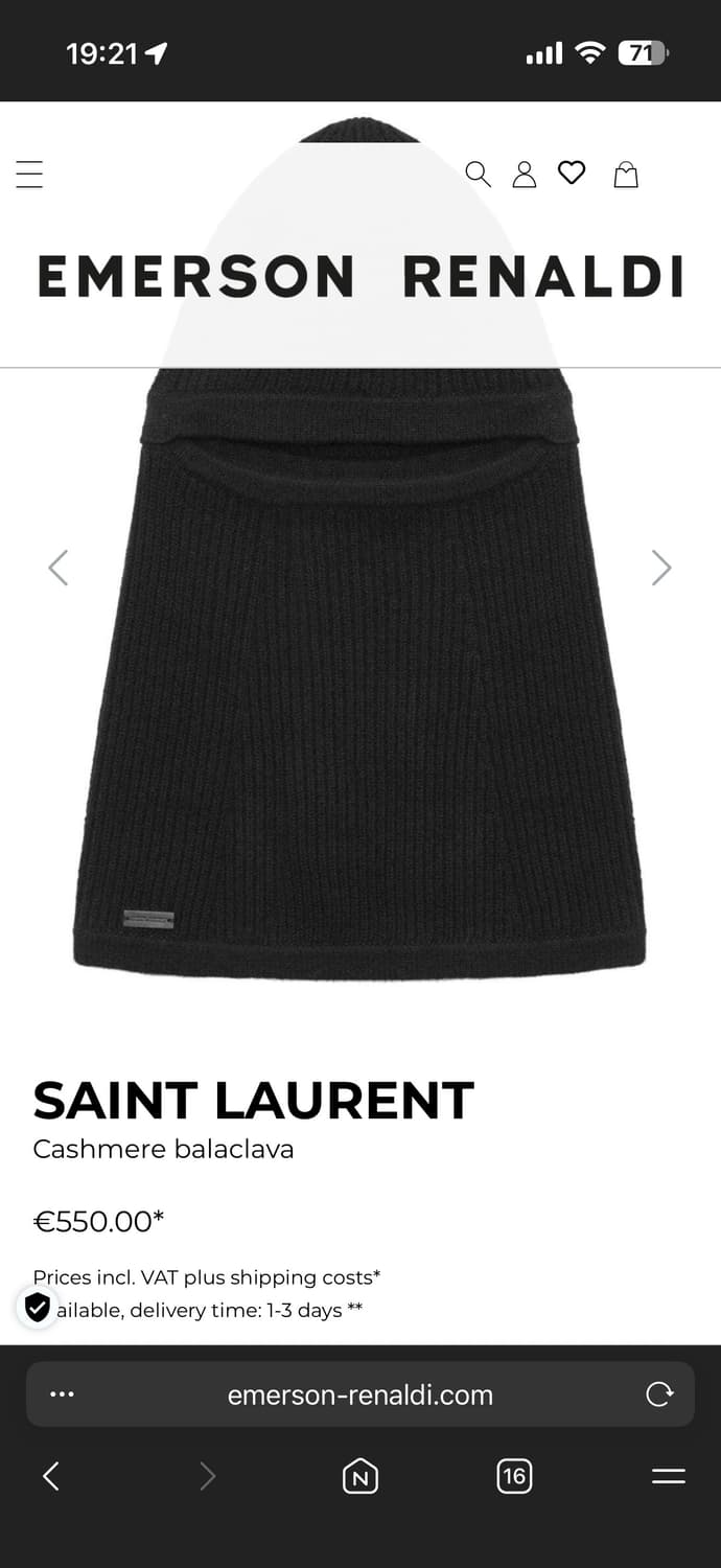 SAINT LAURENT 생로랑 캐시미어 100% 바라클라바새상품 상품이미지7