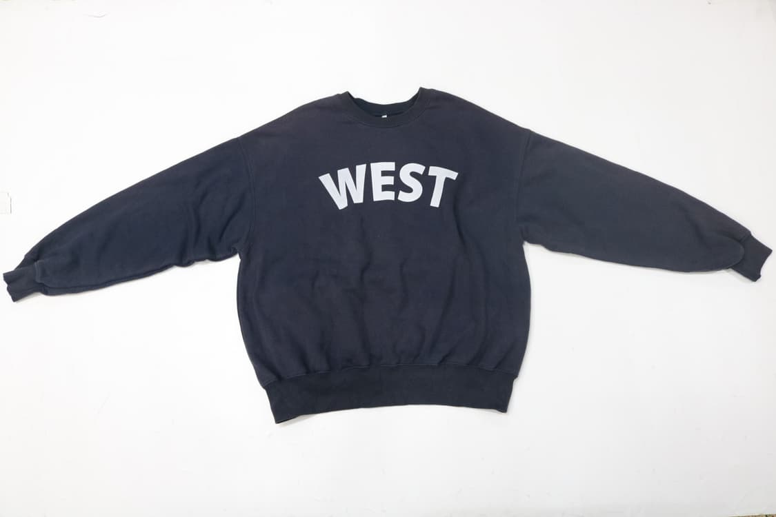 빈티지 차콜 네이비 WEST 아치 로고 헤비웨이트 스웻셔츠 (L) 상품이미지2