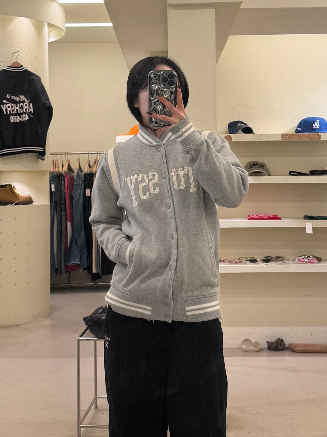 스투시 튀시 바시티 스냅 자켓 그레이 U1292 상품이미지1