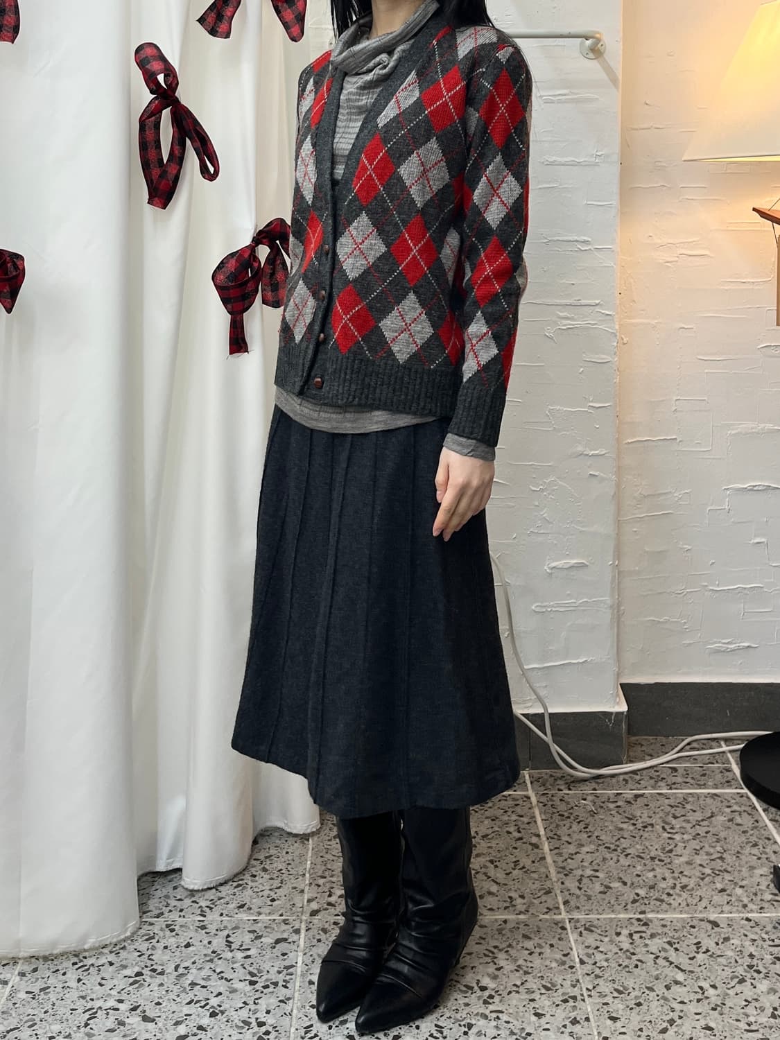 argyle knit cardigan 상품이미지3