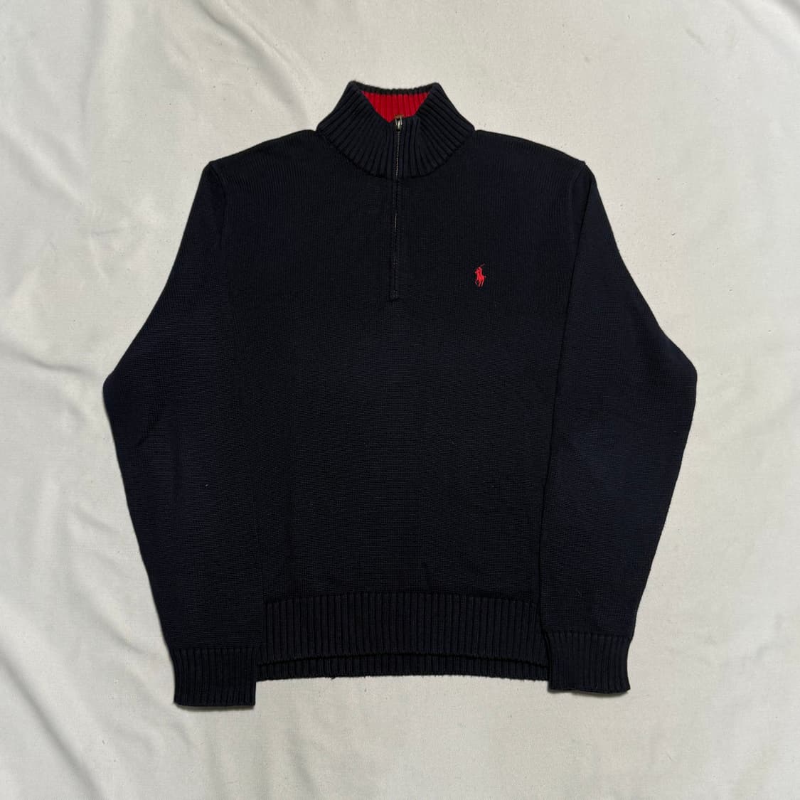 XL 폴로랄프로렌 네이비 반집업 니트  상품이미지2