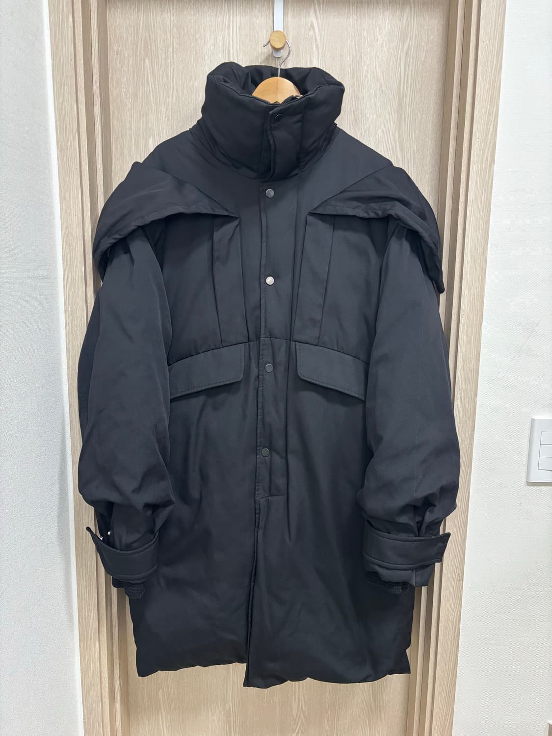 시스템옴므 오버숄더후드 구스다운 패딩/100/블랙 상품이미지2