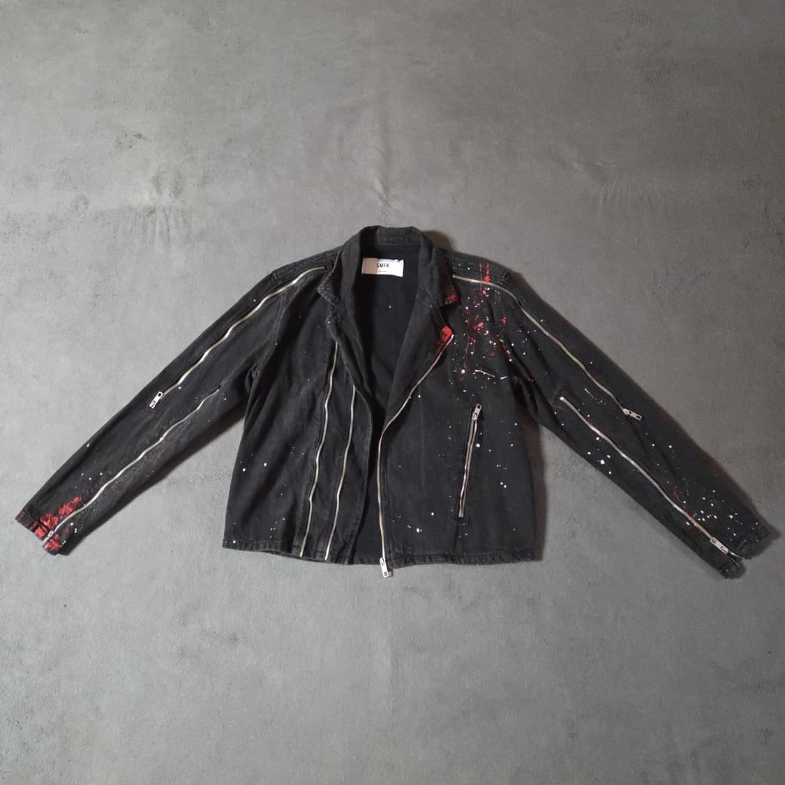 SMFK 해체주의 오버핏 페인팅 데님 바이커 자켓 F 상품이미지1