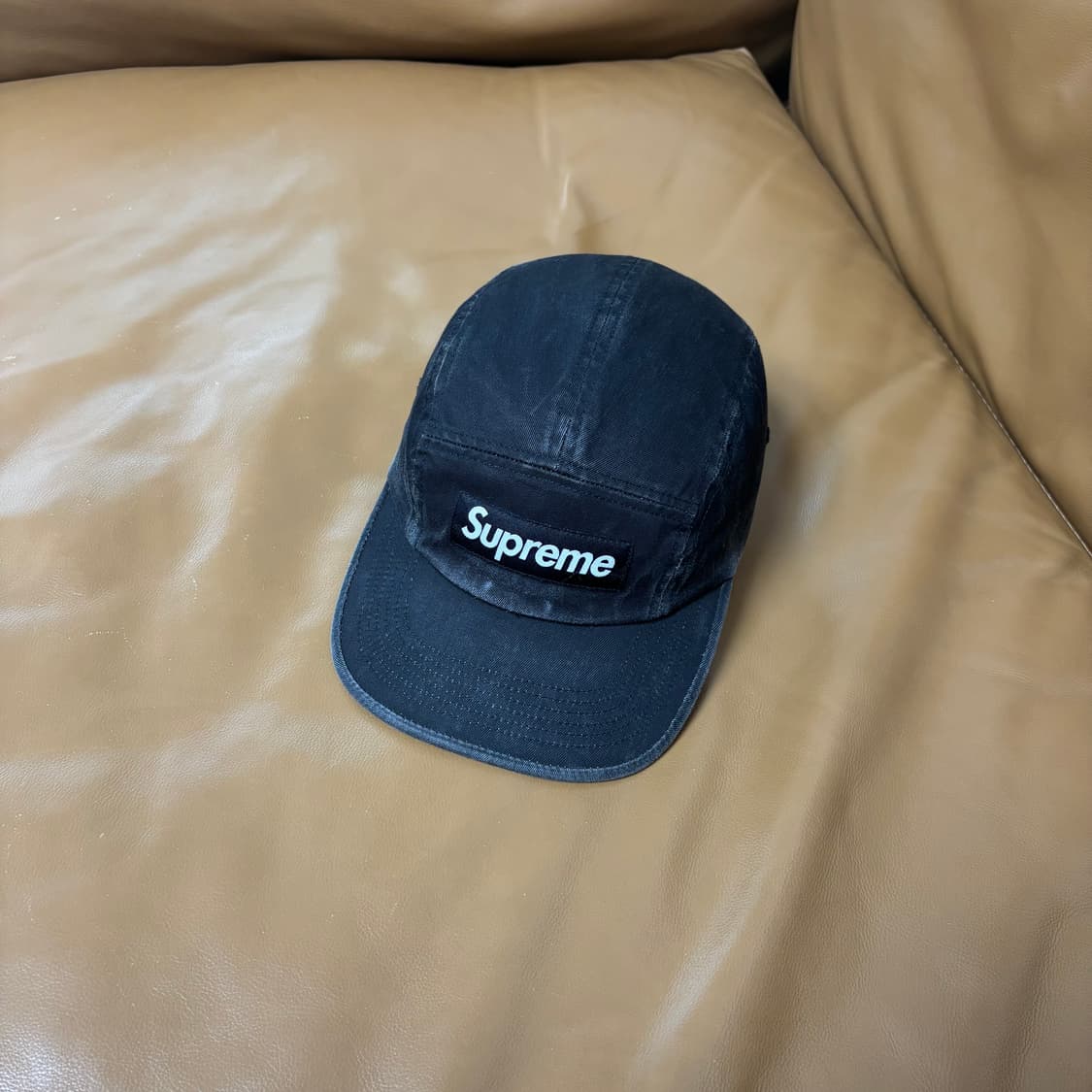 슈프림 캠프캡 모자 박스로고 워시드 블랙 상품이미지1