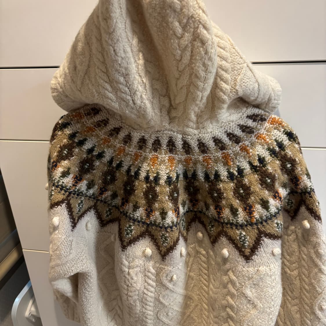 울 100% 노르딕 패턴 후드 니트 집업 가디건 상품이미지6