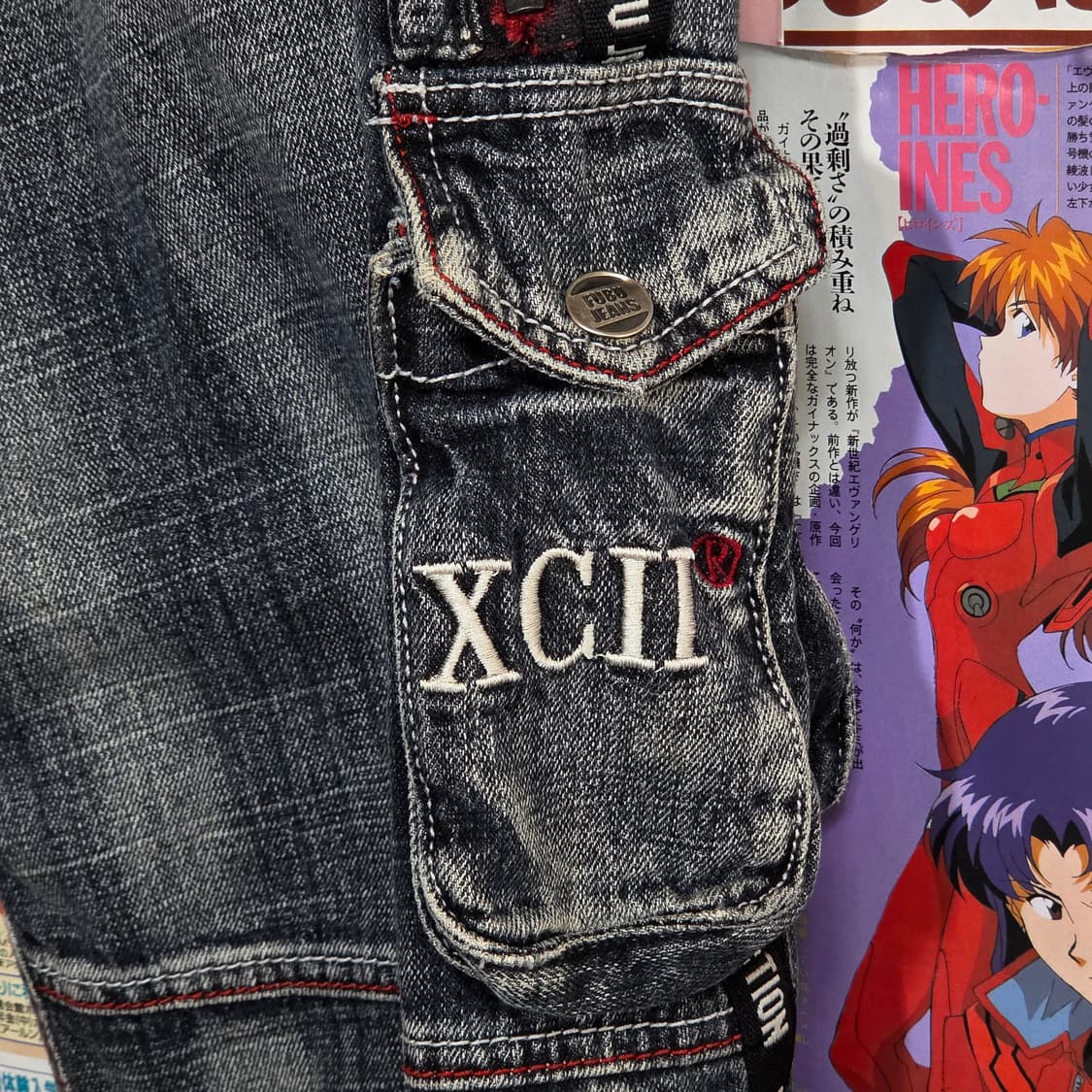 후부 올드스쿨 그레이 워싱 포켓 카고 데님 팬츠 상품이미지8