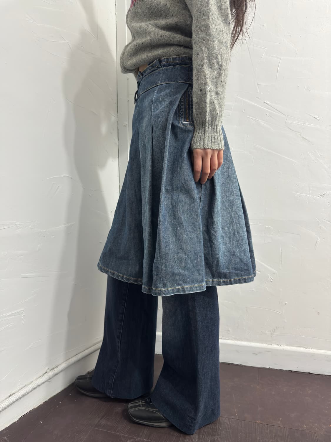 gamel road denim pleats skirt 상품이미지4