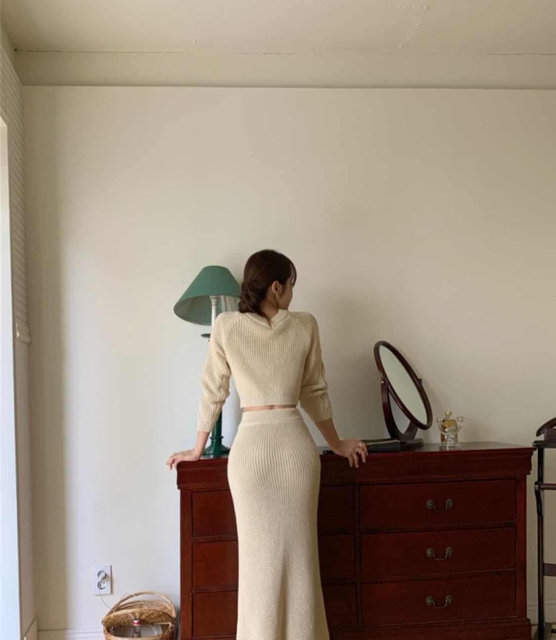 멜론 니트 가디건 스커트 세트 상품이미지5