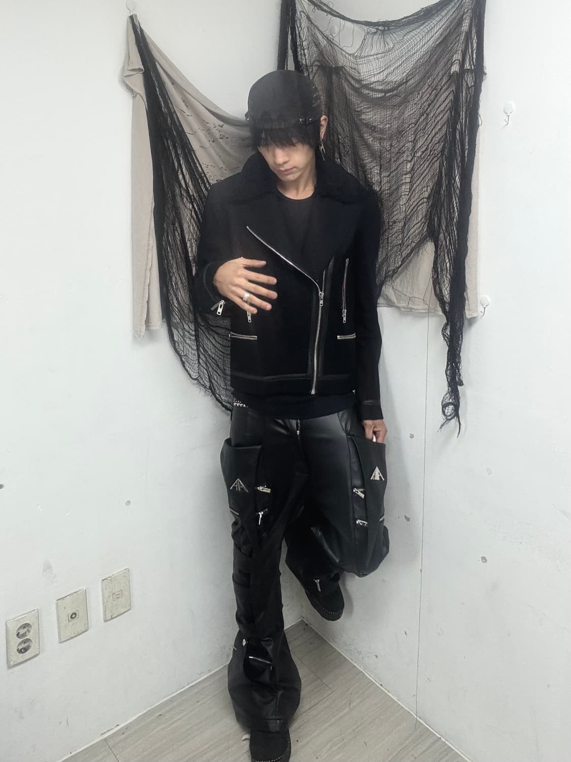 Sheep Fur Trimming Black Wool Jacket 상품이미지3