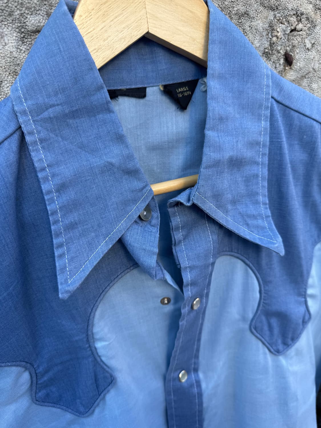 70~80s usa 빈티지 카우보이 요크 디테일 웨스턴 샴브레이 셔츠 상품이미지5