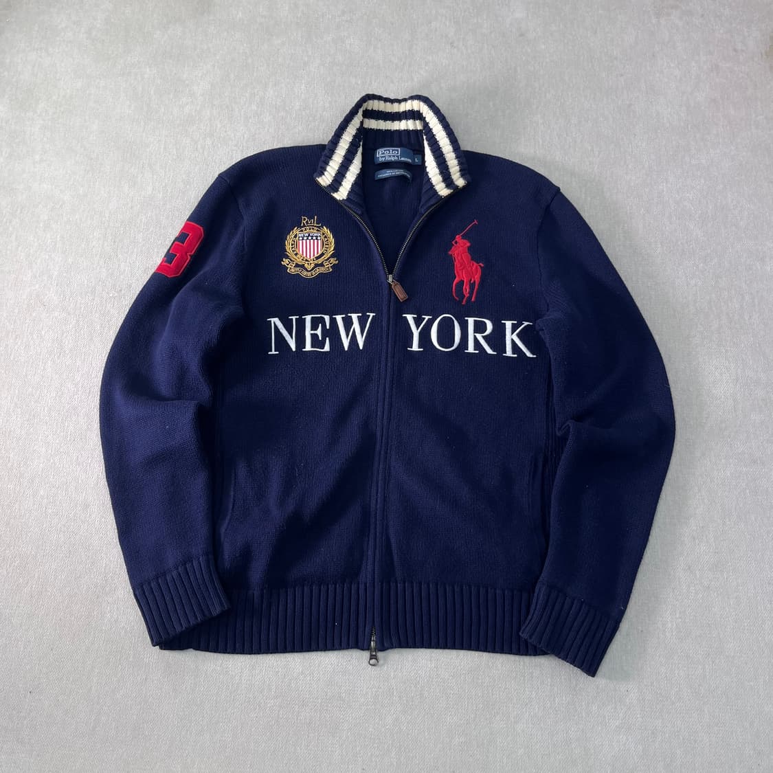 100 폴로랄프로렌 치프키프 뉴욕 빅포니 니트 집업 상품이미지1