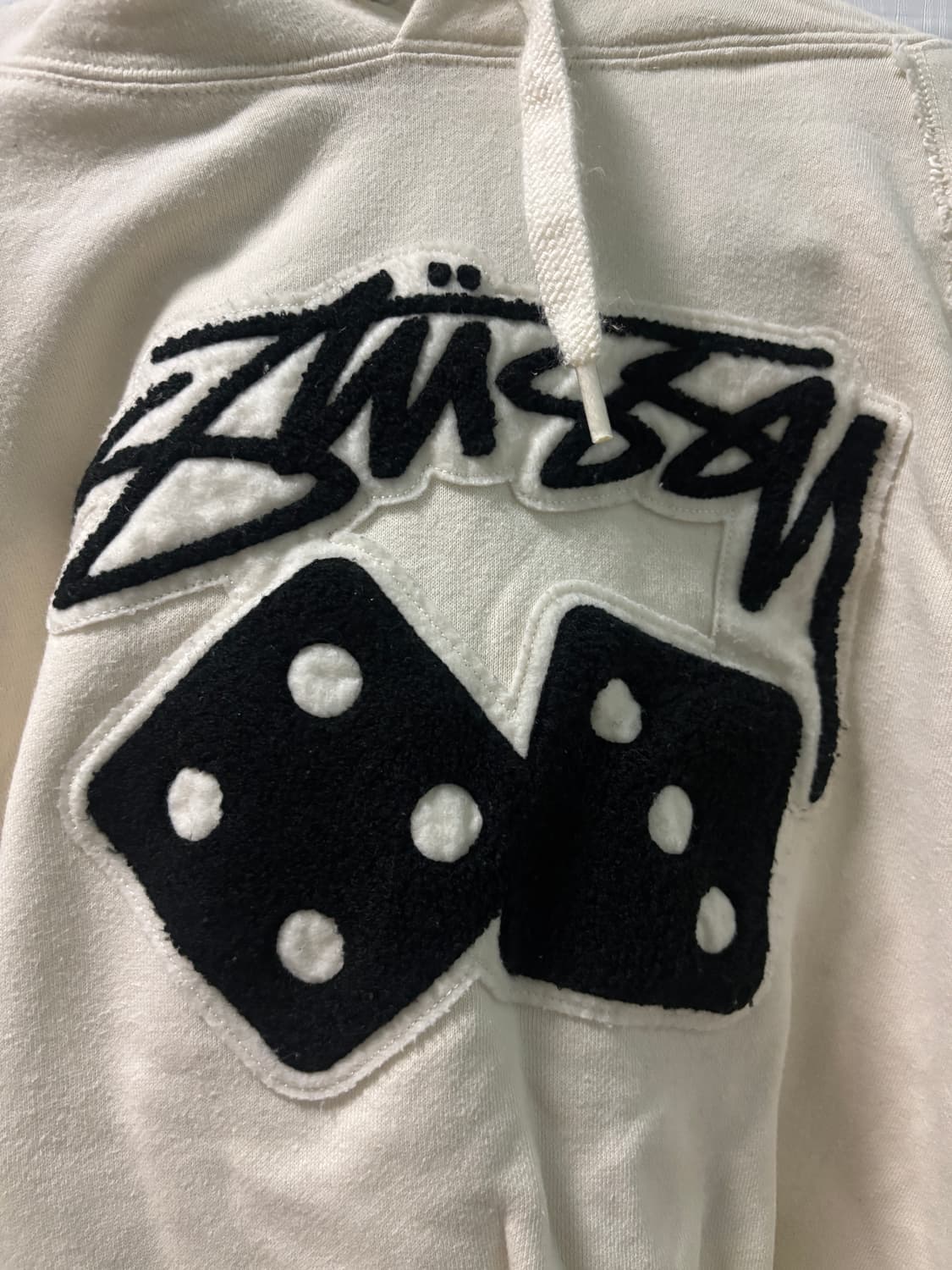 빈티지 스투시 다이스 크롭 후드티 아이보리 주사위 상품이미지1