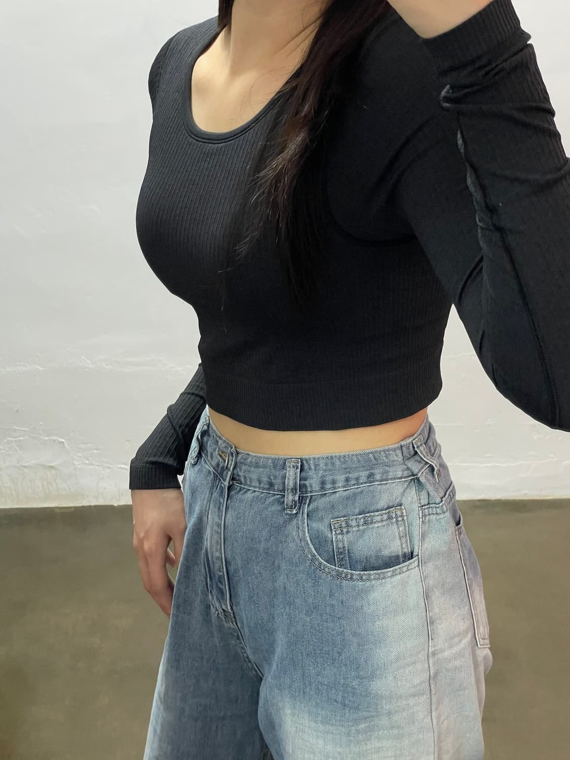 룰루레몬 블랙 크롭 니트 티셔츠 6  상품이미지1