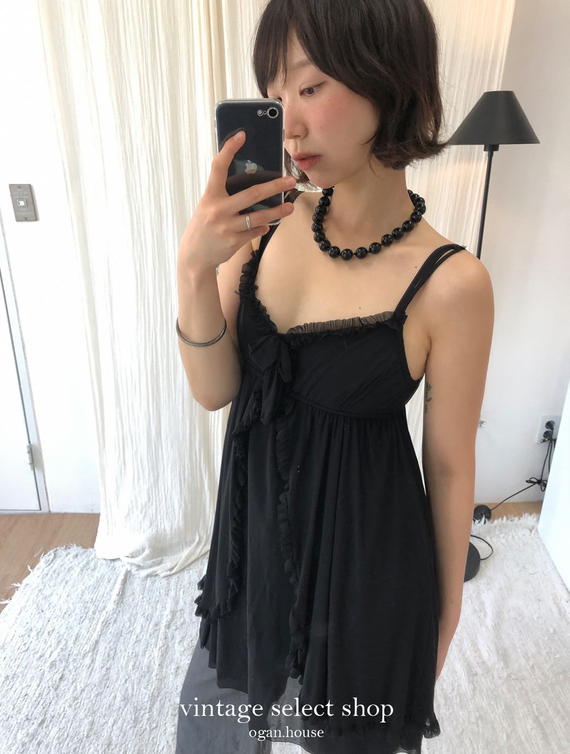 vintage midnight frill chiffon cami dres 상품이미지1