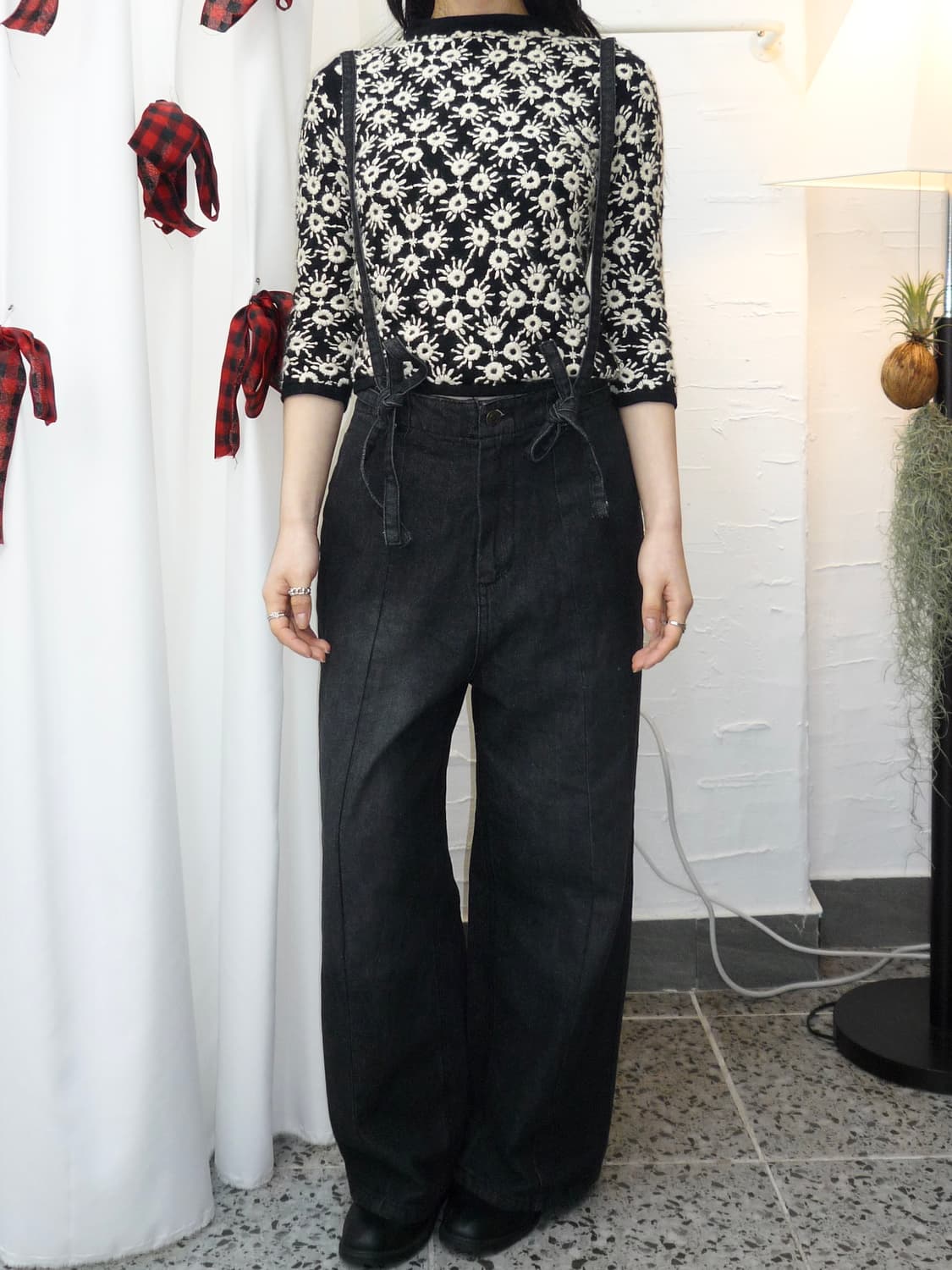 strap detail wide denim pants 상품이미지3