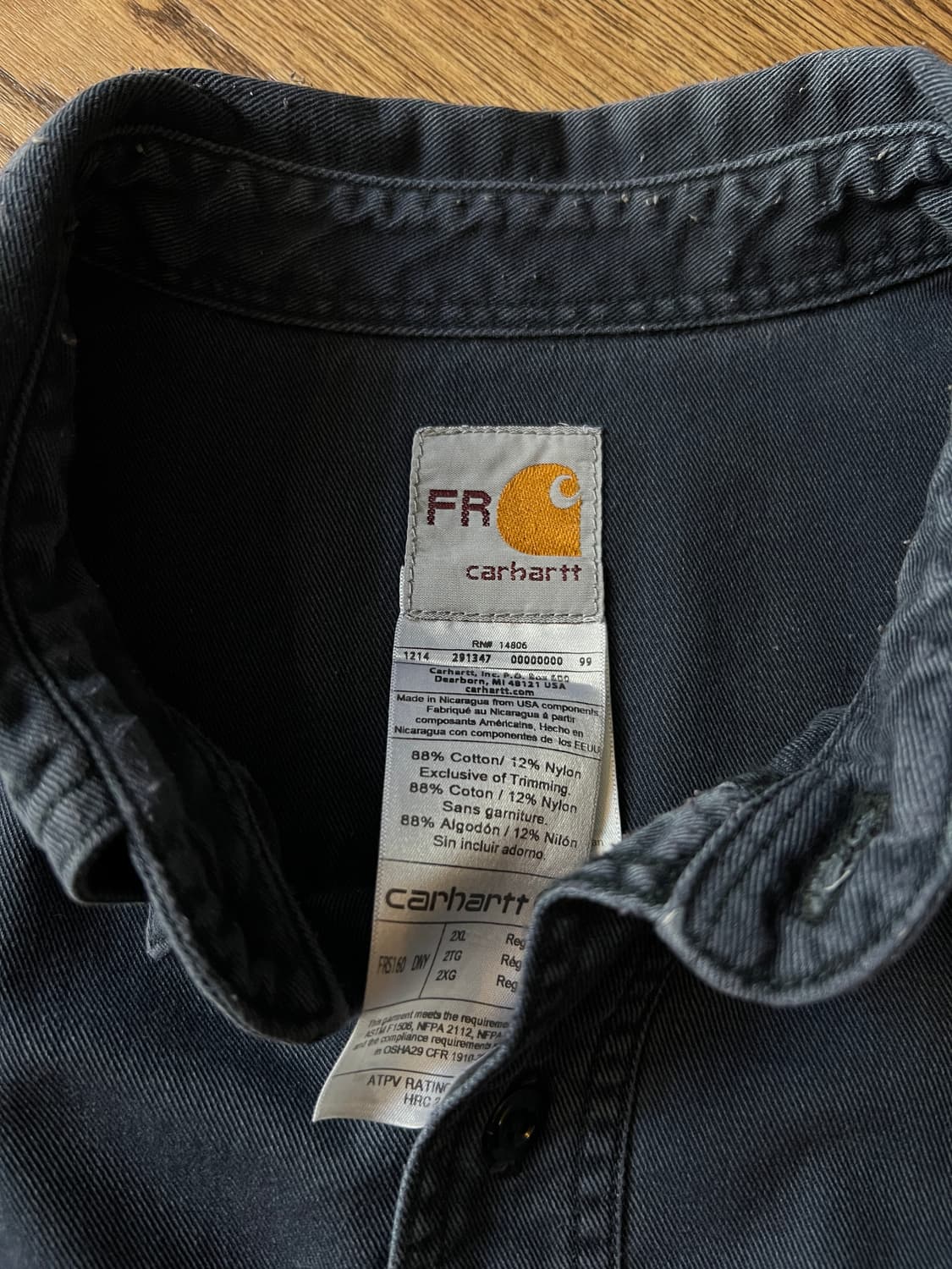 [2XL]칼하트FR USA 2포켓 다크네이비 워크 셔츠 상품이미지2