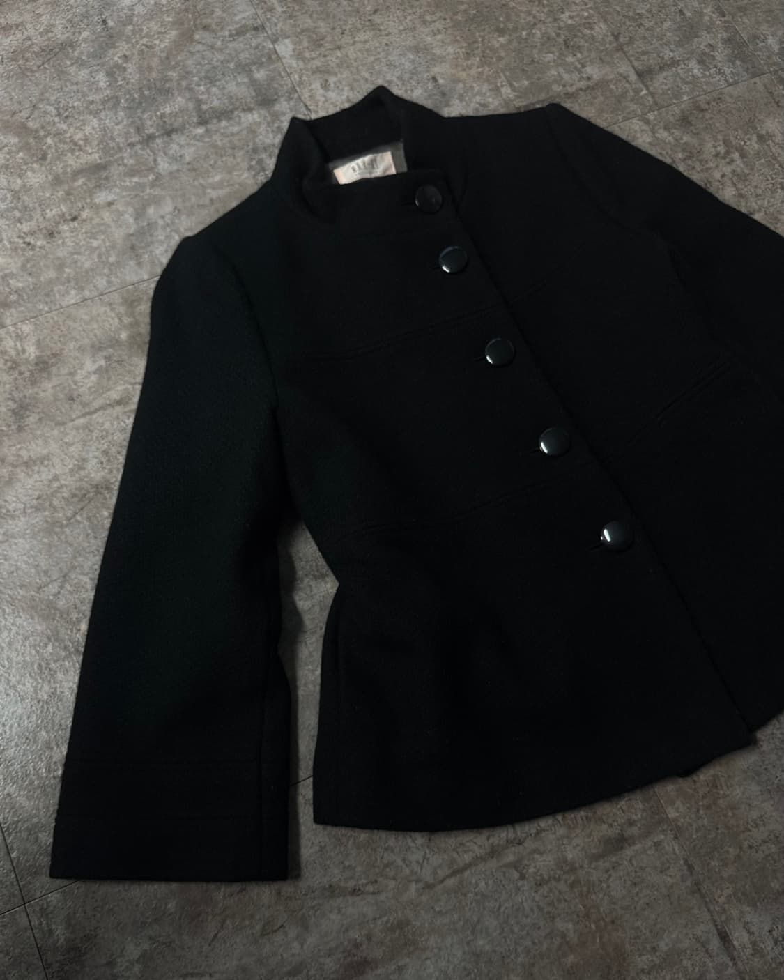 하프 넥 버튼 울 코트 상품이미지4