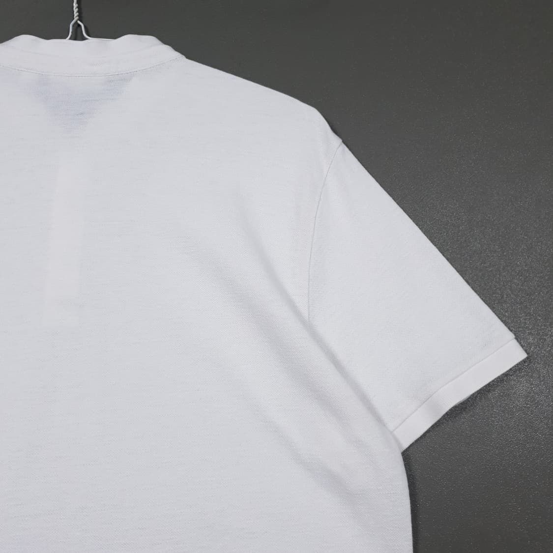 110) 라코스테 남성 헨리넥 변형 반팔 카라티 폴로 셔츠 화이트 슬림핏 상품이미지10