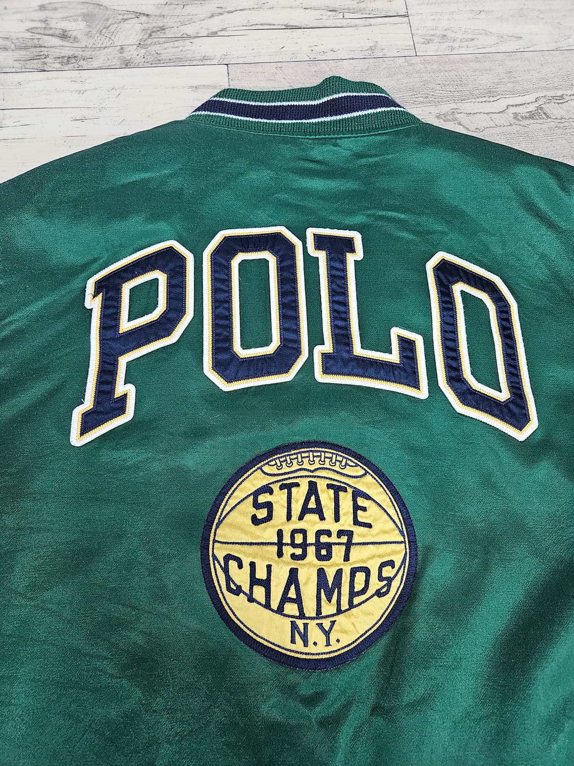 (xl)폴로 랄프로렌 레터맨 새틴 사틴 바시티 자켓 그린 상품이미지6