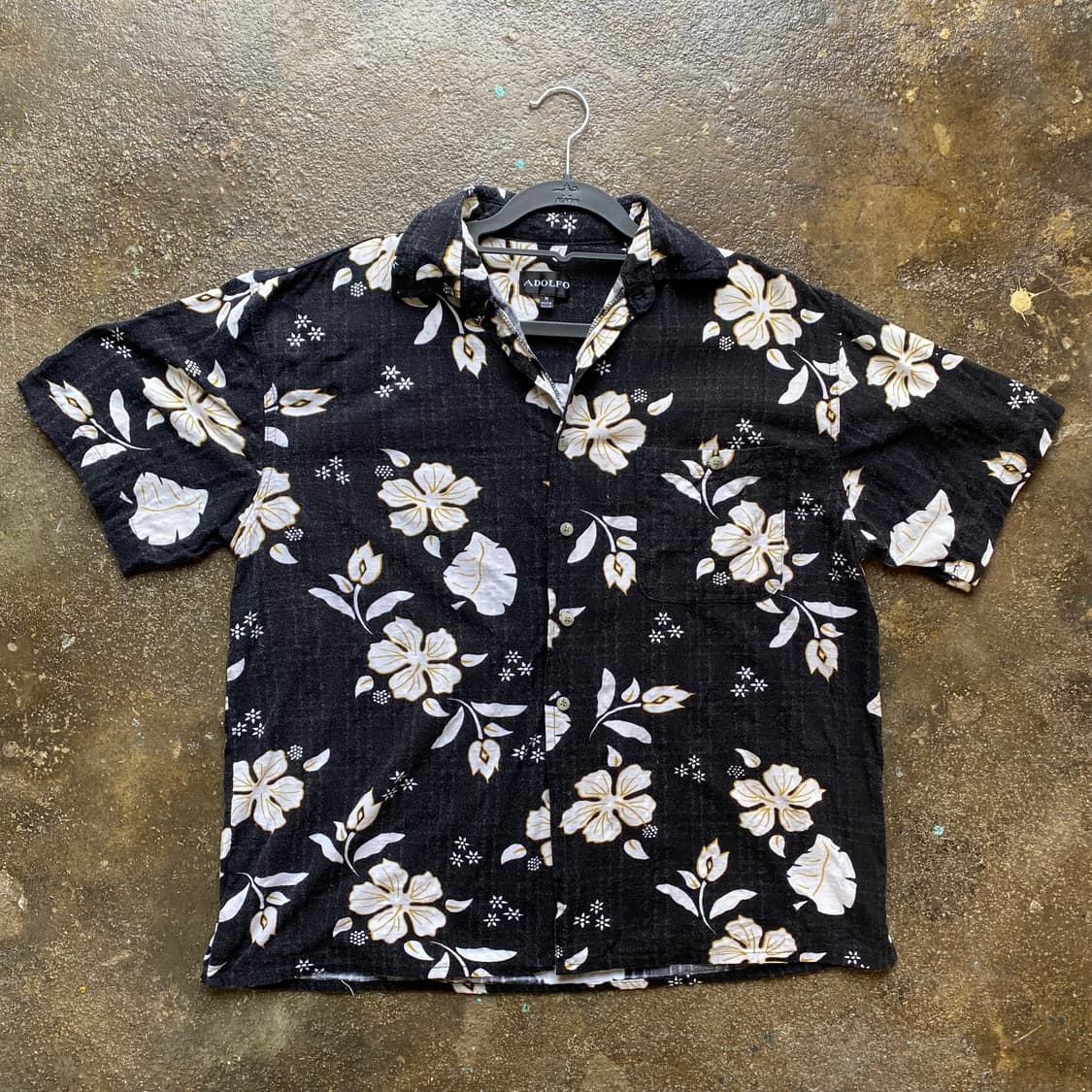 빈티지 블랙 플라워 반팔 셔츠 상품이미지1