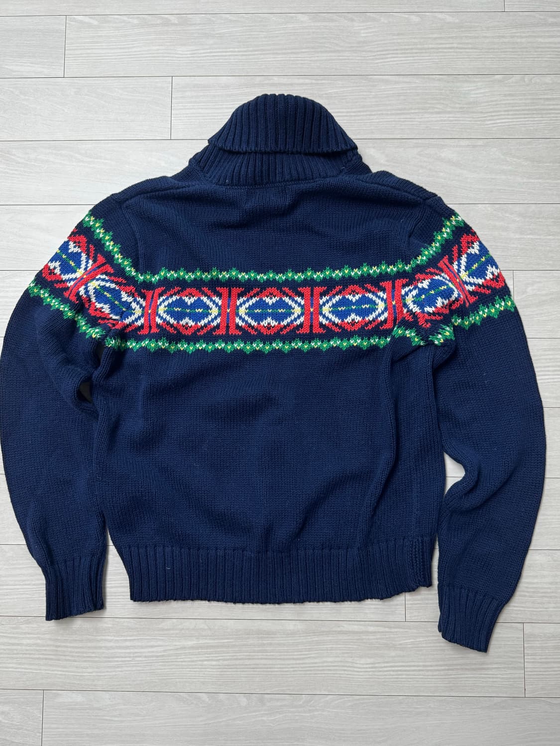 폴로 숄칼라 노르딕패턴 긴팔 니트 상품이미지7