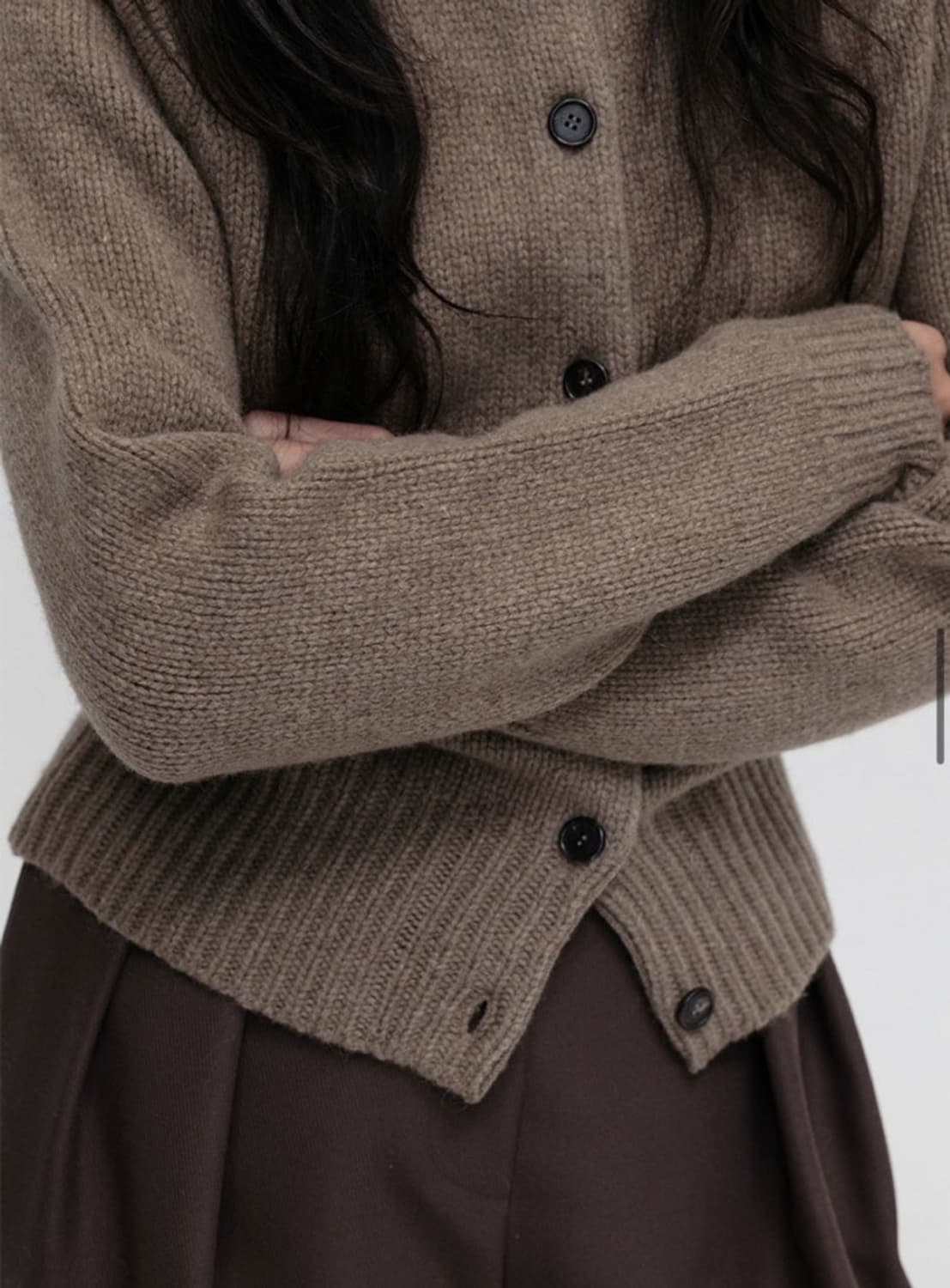 Lfm rib crew neck cardigan 토피컬러 상품이미지1