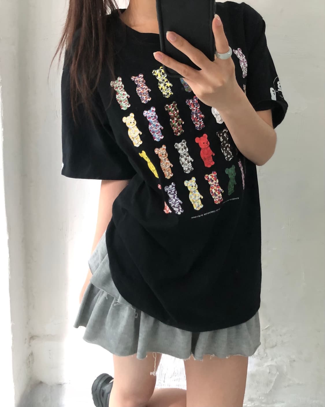 BAPE 베이프 x 메디콤 블랙 토이 카모 베어 티셔츠 상품이미지7
