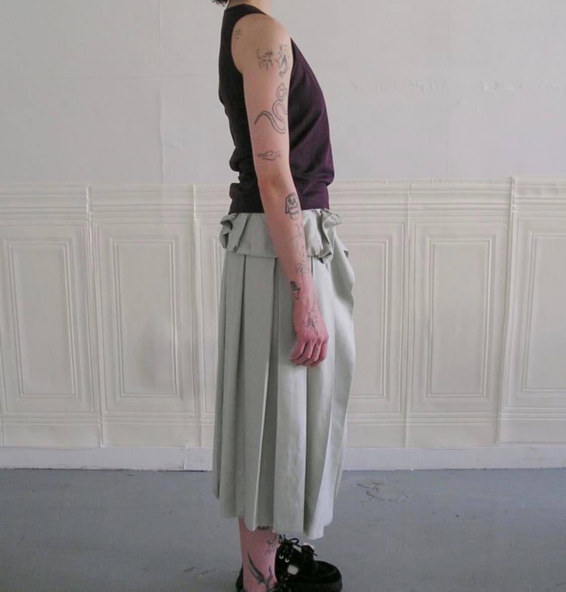 새상품) 에옹쓰 2025 Offbeat pleats skirt mint 상품이미지3