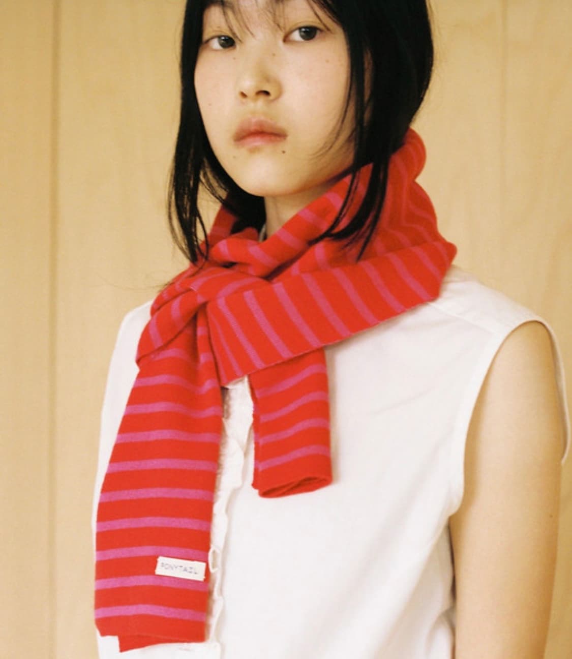포니테일 sempe knit scarf red&pink 상품이미지1