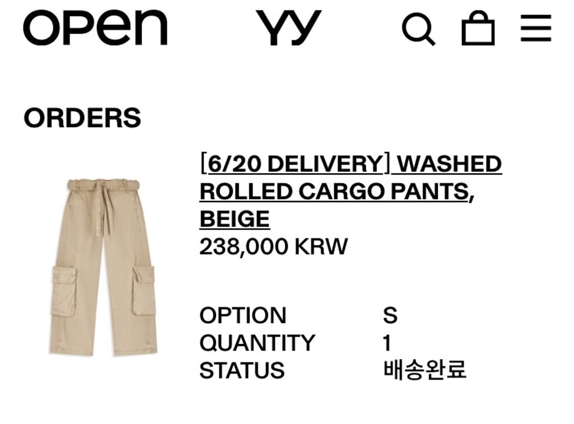 오픈와이와이 워시드 롤드 카고 팬츠 베이지 S 사이즈 상품이미지1