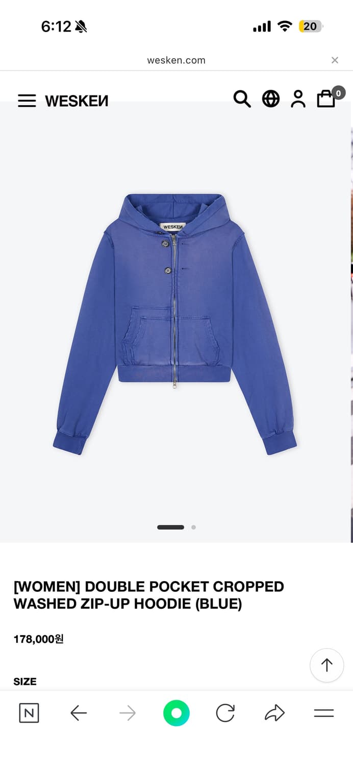 wesken DOUBLE POCKET CROPPED WASHED ZIP- 상품이미지1