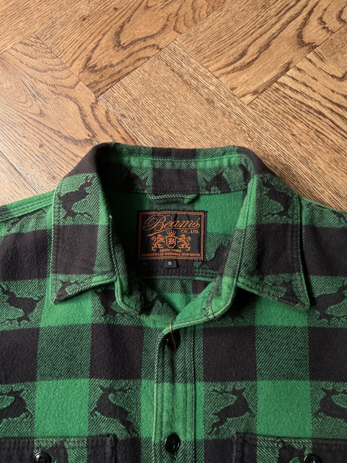 [S]BEAMS 빔즈 레인디어 그린 버팔로 체크 플란넬 셔츠 상품이미지2