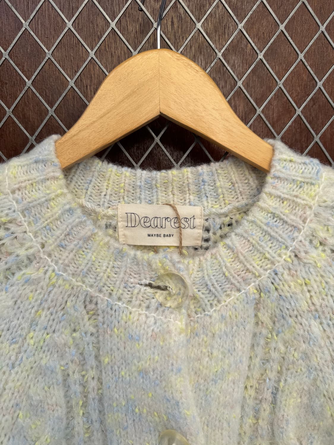 메이비베이비 디어리스트 벌스데이 케이블 알파카 울 레몬크림 니트 가디건 상품이미지9