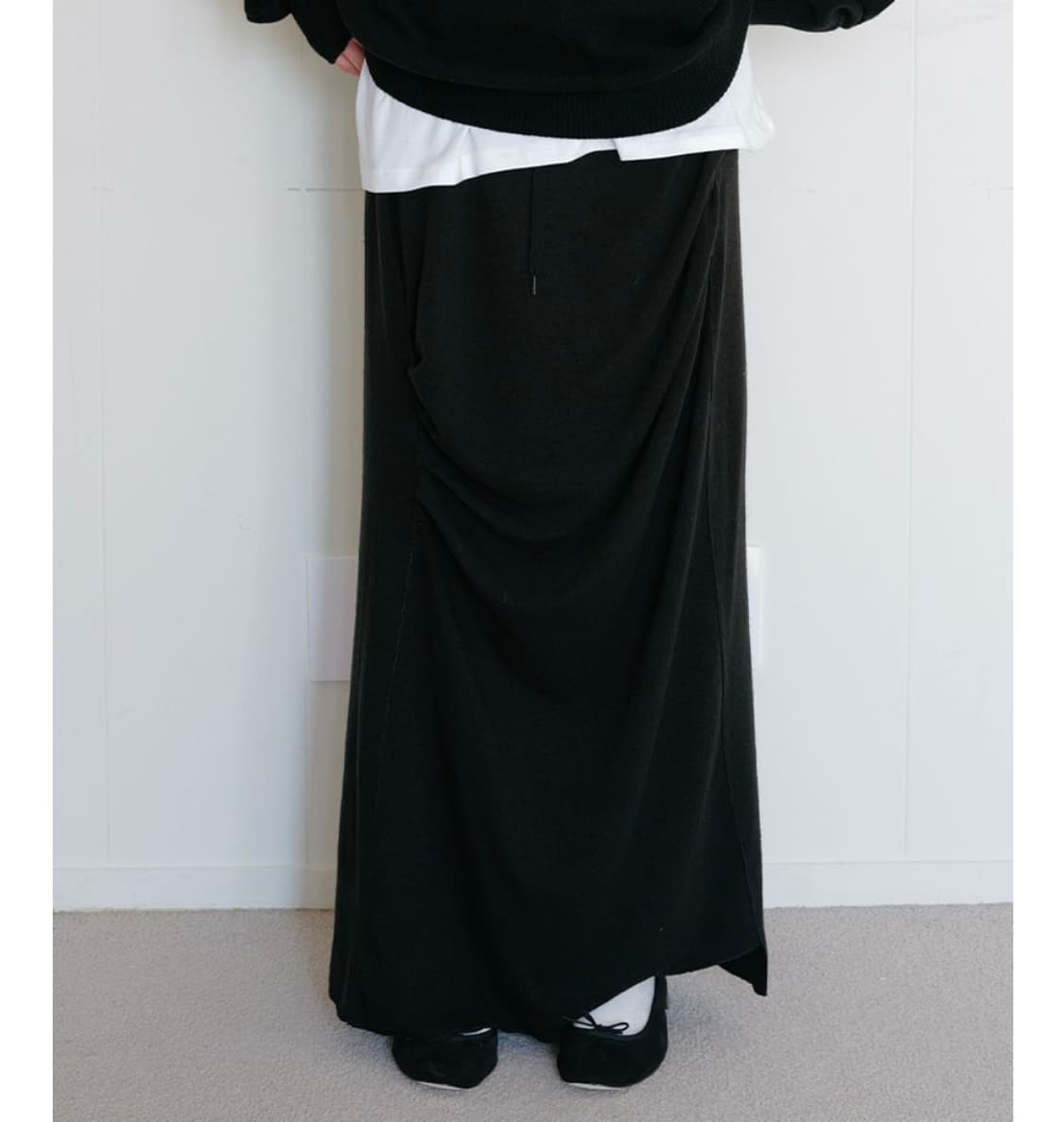 리포스 셔링 맥시스커트 검정롱치마 상품이미지2