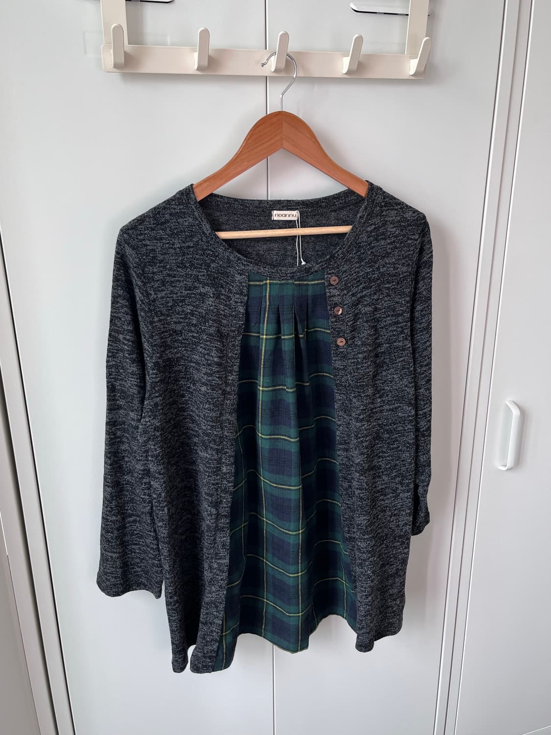 Noannu 체크 레이어드 바선생 니트 상품이미지3