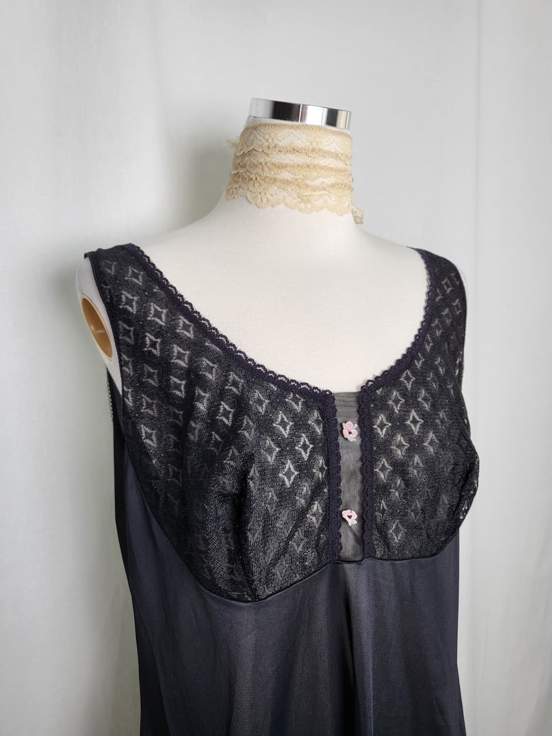 빈티지 블랙 플로럴 슬립 원피스 상품이미지3