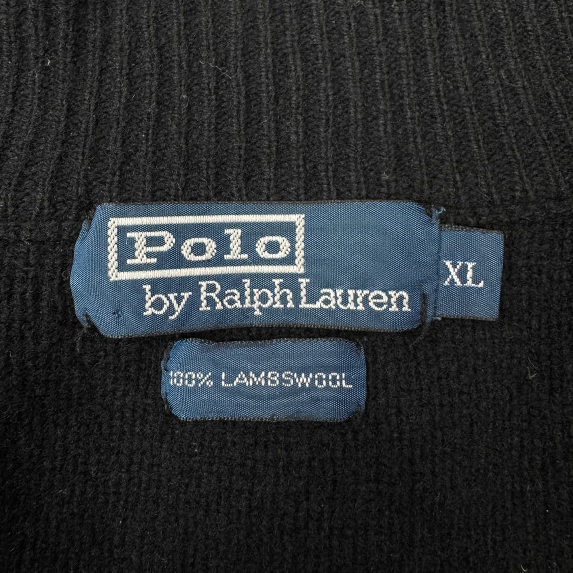 폴로 포니 엘보우패치 램스울 니트집업 블랙 상품이미지5