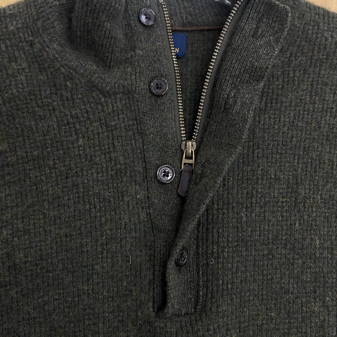 폴로 랄프로렌 카키 하프 버튼 울 니트 스웨터 L 상품이미지7