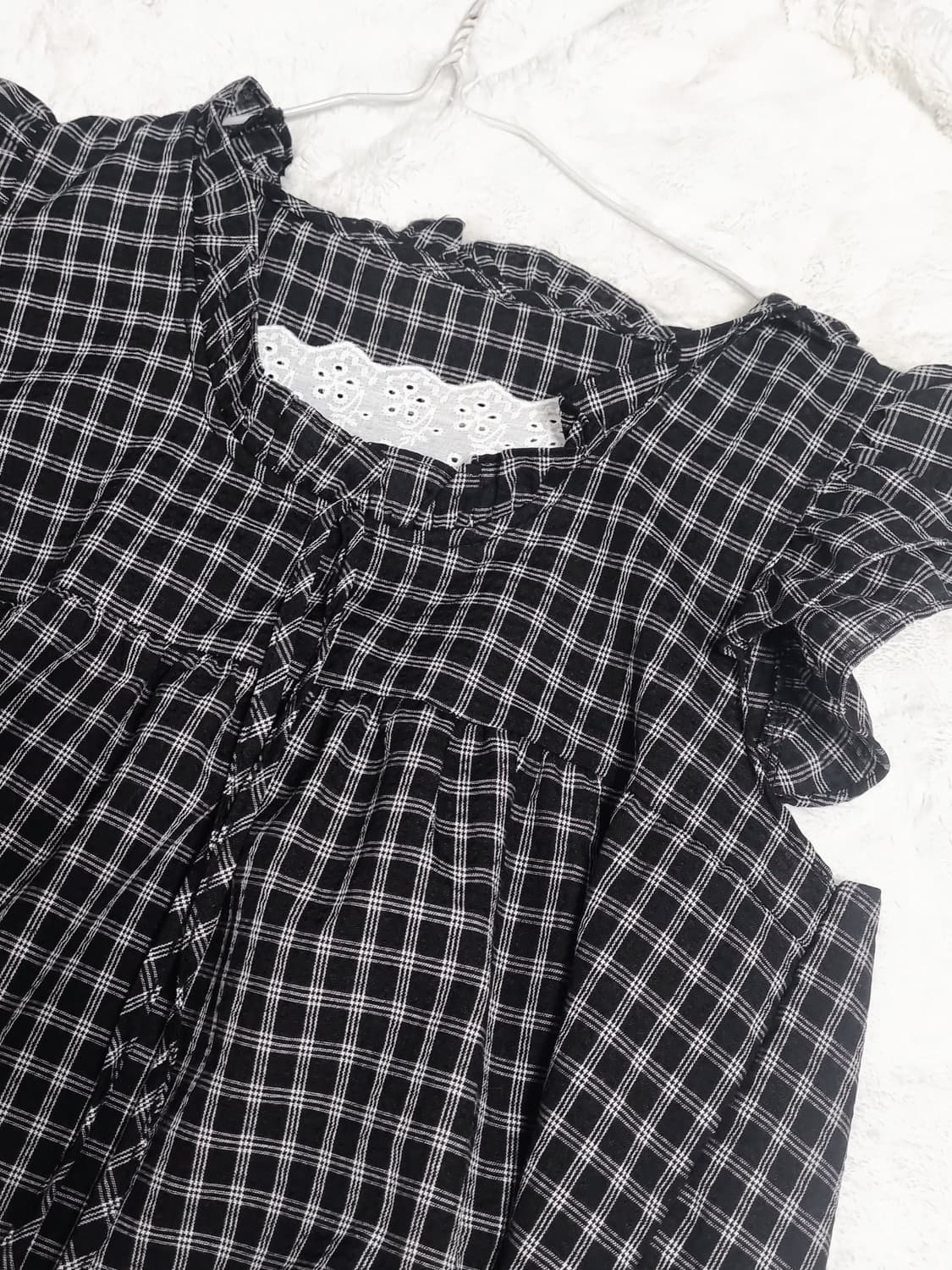 [새상품] 체크 프릴 블라우스 모리걸 모리 리본 상품이미지3