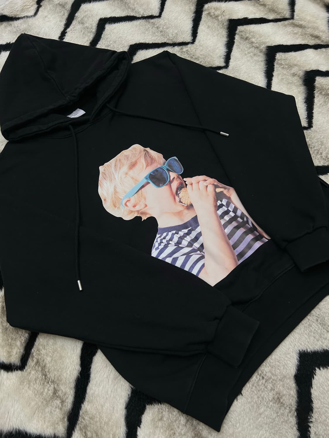 [1]아크메드라비 헤비코튼 프린팅 후드/블랙 상품이미지2