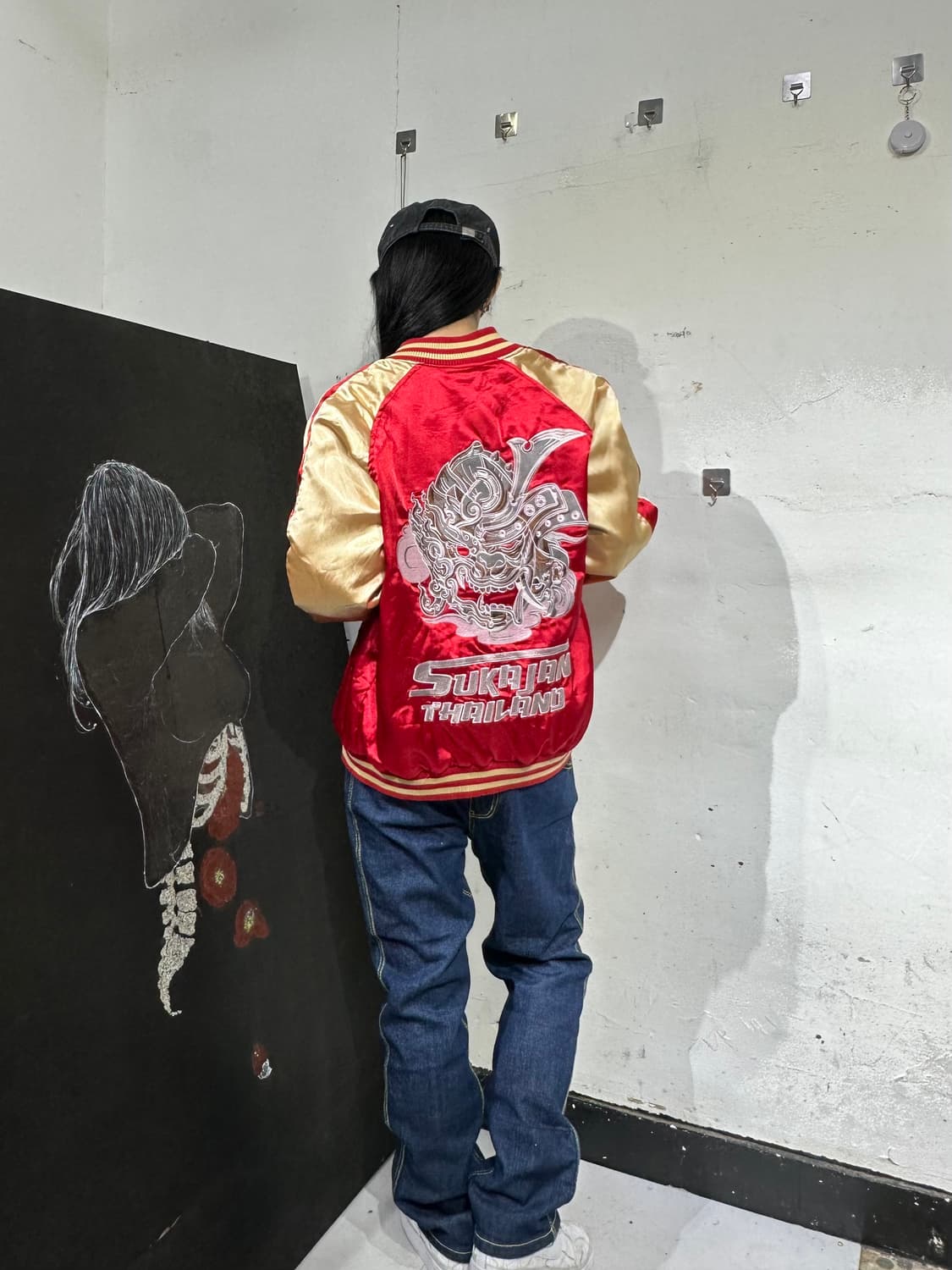 Jpn 일본빈티지 오리엔탈 태국 양면 검빨 스카잔 자켓 상품이미지6