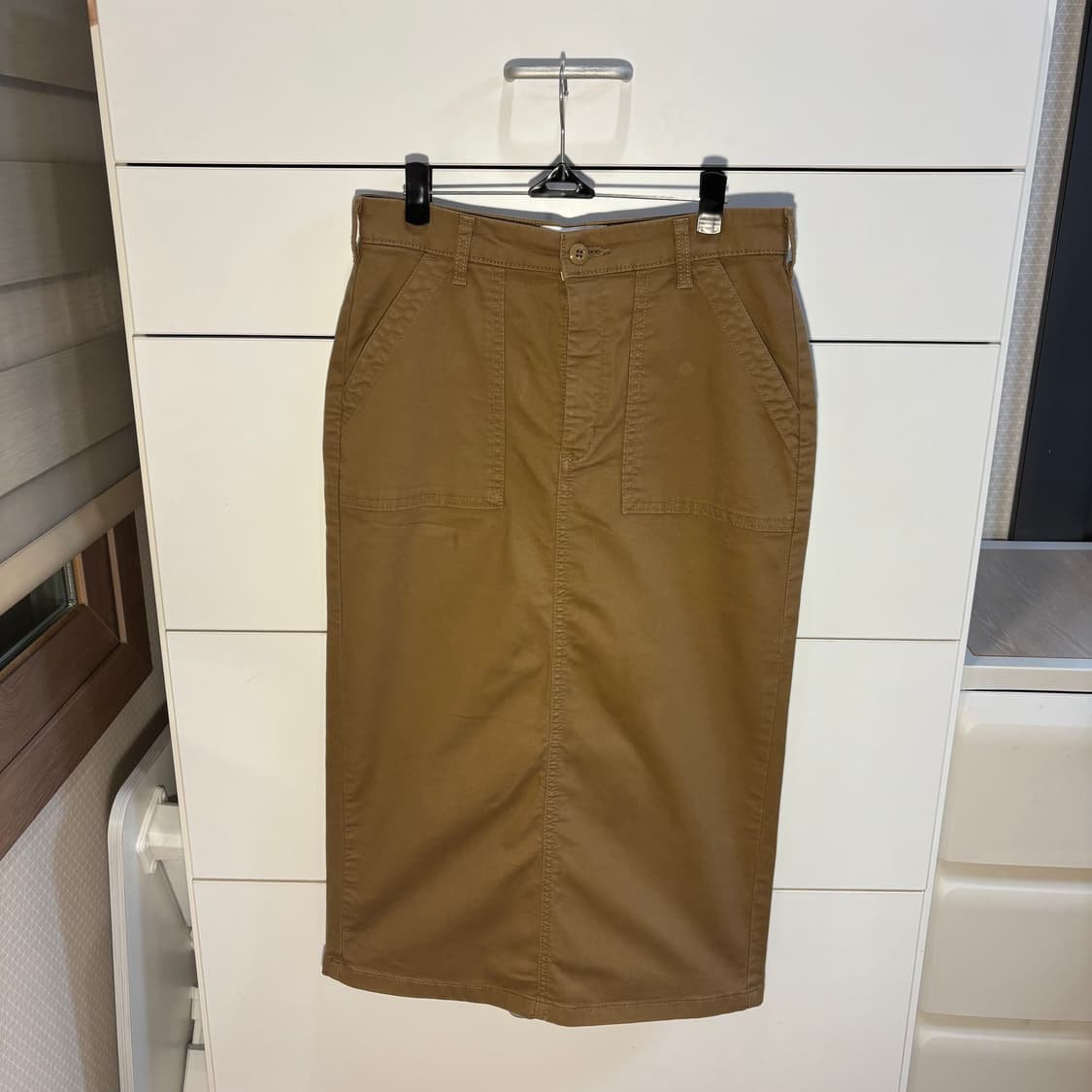 EDWIN) SOMETHING 딥베이지 면 롱스커트 상품이미지2