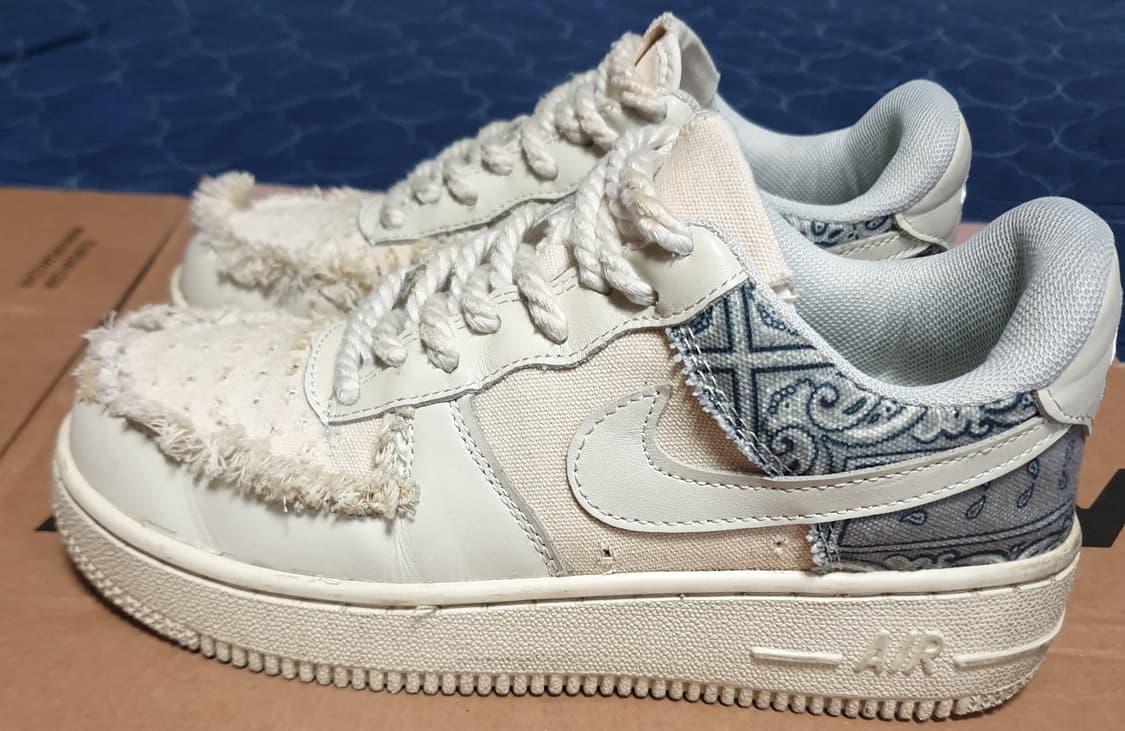 (커스텀) 나이키 에어포스1 캔버스 퍼 페이즐리 빈티지 스니커즈(230) 상품이미지1