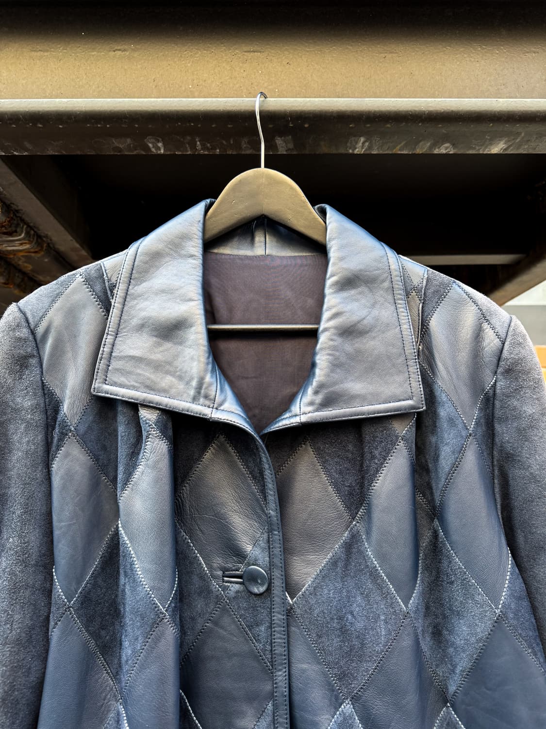 Diamond Patchwork Leather Jacket  상품이미지2