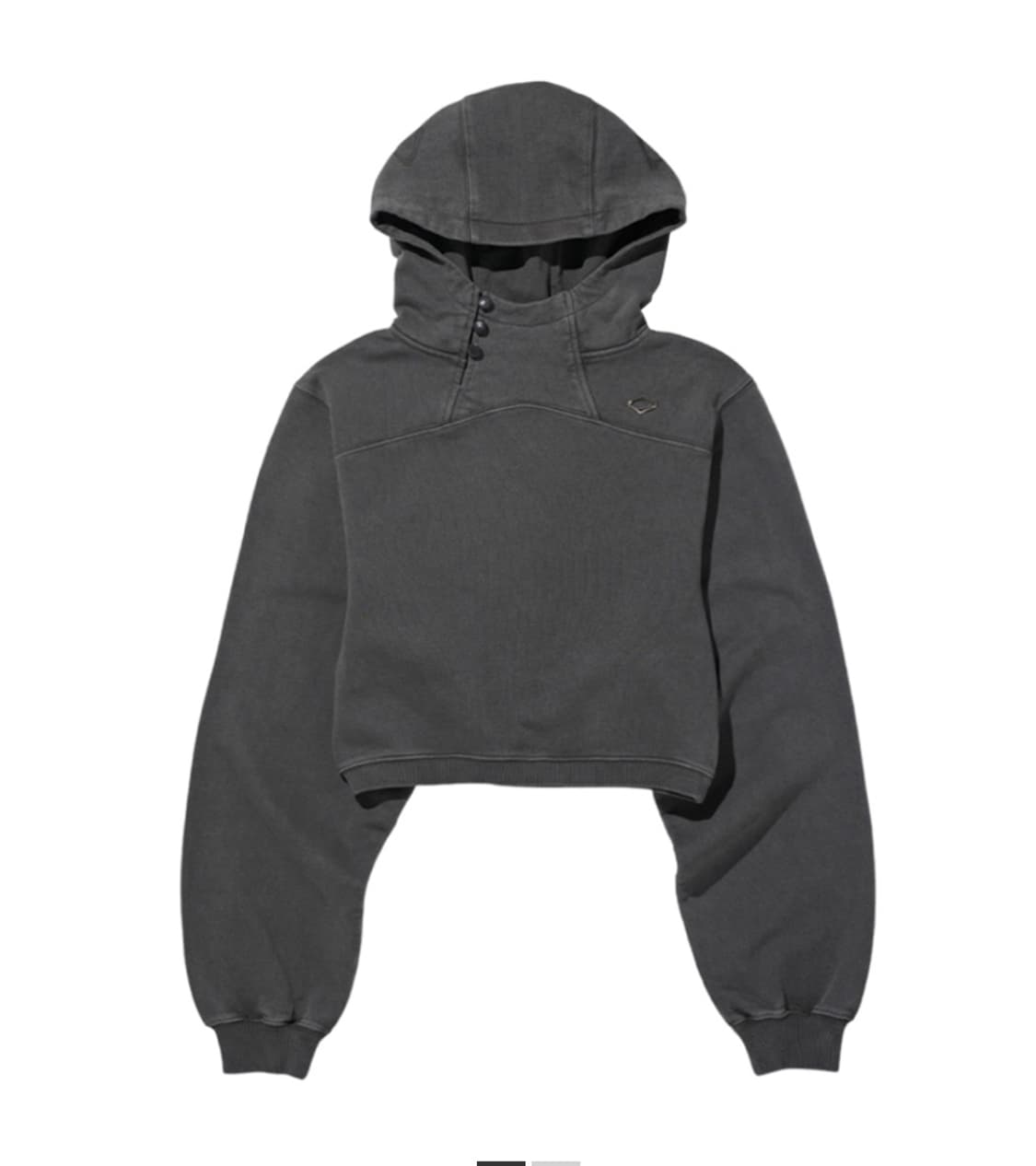 미스치프 사이드 버튼 업 크롭 후드 차콜 상품이미지1
